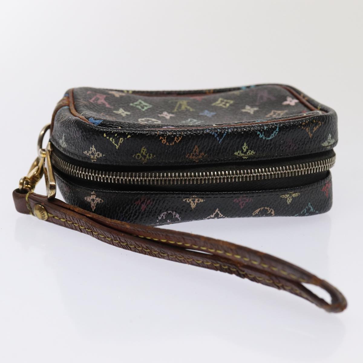 LOUIS VUITTON Monogram Multicolor Trousse Wapity Pouch Black M58034 Auth 82718