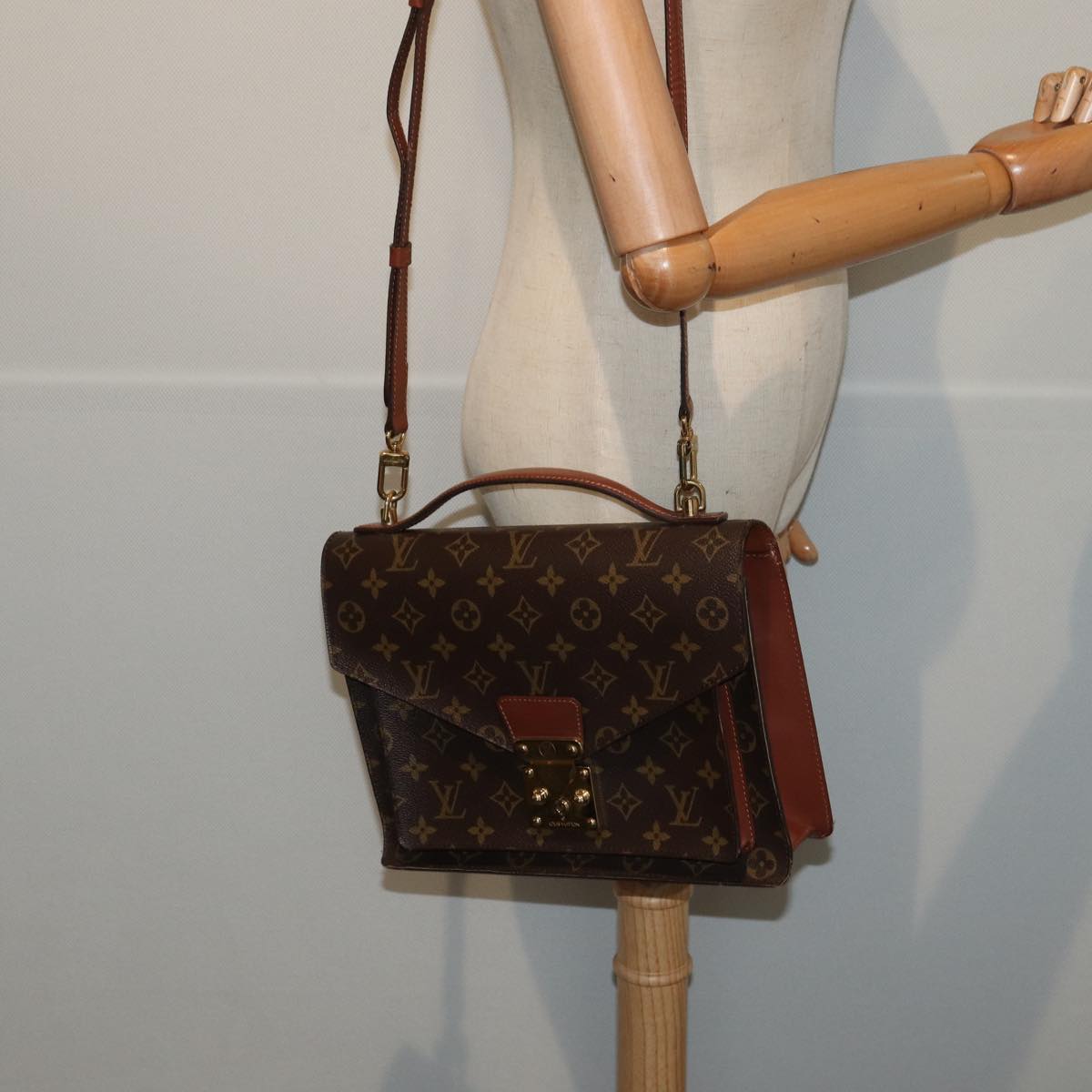 LOUIS VUITTON Monogram Monceau 28 Hand Bag 2way M51185 LV Auth 82737