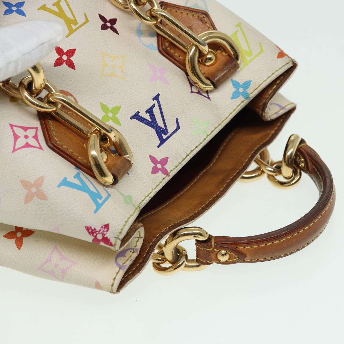 LOUIS VUITTON Monogram Multicolor Audra Hand Bag White M40047 LV Auth 82741