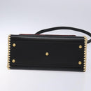 FENDI Hand Bag Leather 2way Black Gold Auth 82745-11