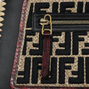 FENDI Hand Bag Leather 2way Black Gold Auth 82745-17