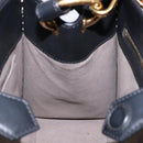FENDI Hand Bag Leather 2way Black Gold Auth 82745-21