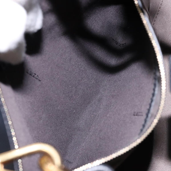 FENDI Hand Bag Leather 2way Black Gold Auth 82745