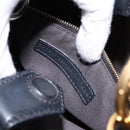 FENDI Hand Bag Leather 2way Black Gold Auth 82745-24