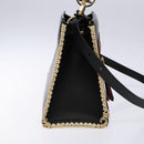 FENDI Hand Bag Leather 2way Black Gold Auth 82745-4