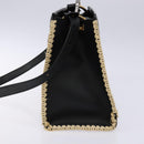 FENDI Hand Bag Leather 2way Black Gold Auth 82745-5