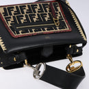 FENDI Hand Bag Leather 2way Black Gold Auth 82745-6
