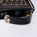 FENDI Hand Bag Leather 2way Black Gold Auth 82745-7