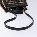 FENDI Hand Bag Leather 2way Black Gold Auth 82745-9