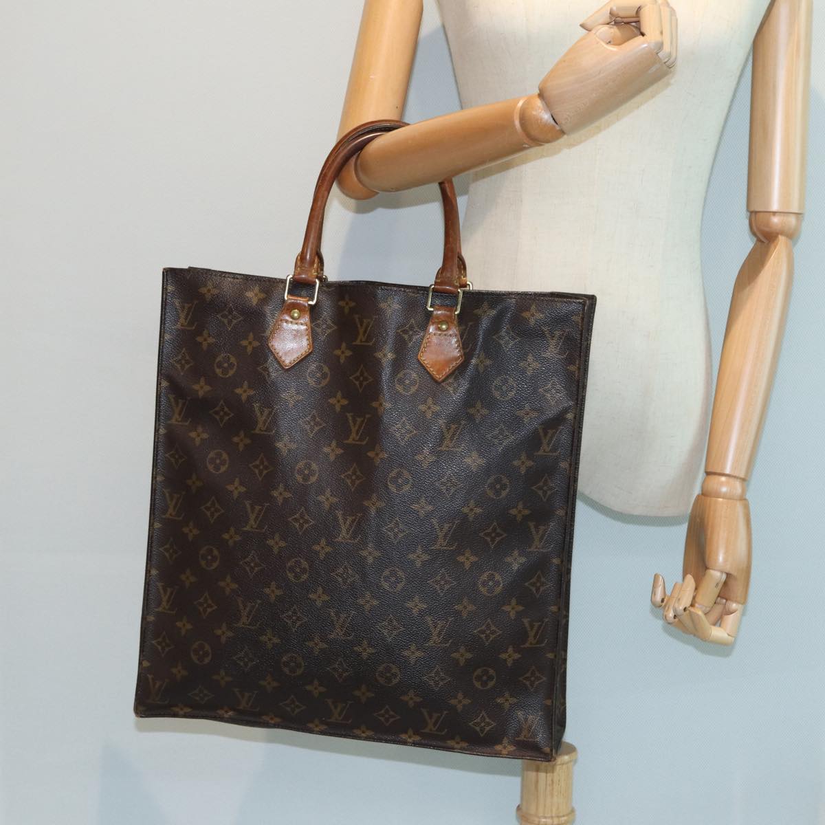 LOUIS VUITTON Monogram Sac Plat Hand Bag M51140 LV Auth 82794