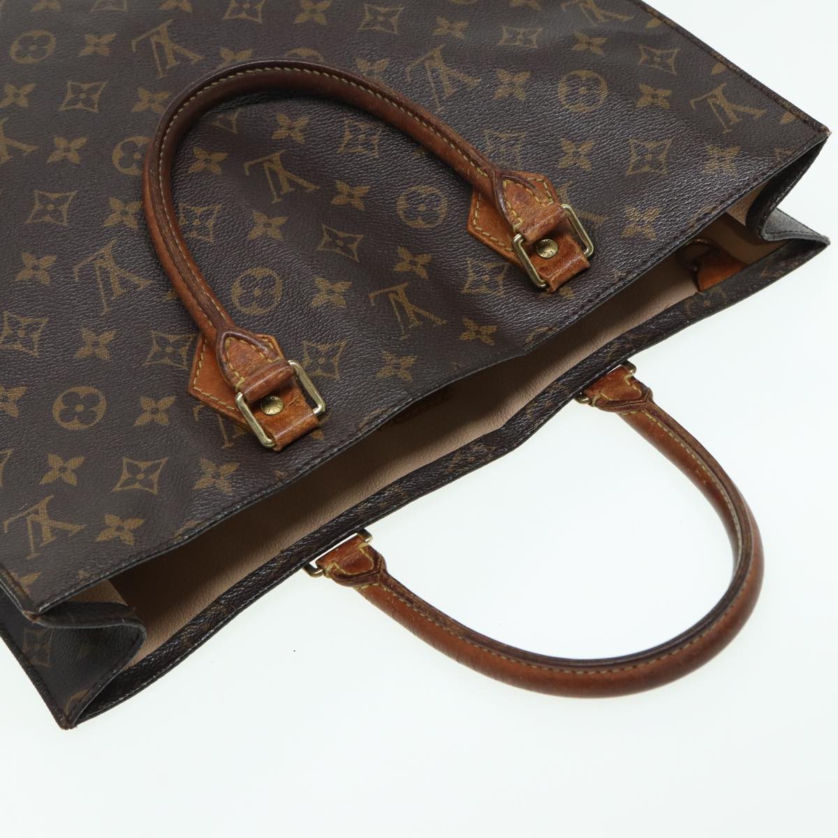 LOUIS VUITTON Monogram Sac Plat Hand Bag M51140 LV Auth 82794