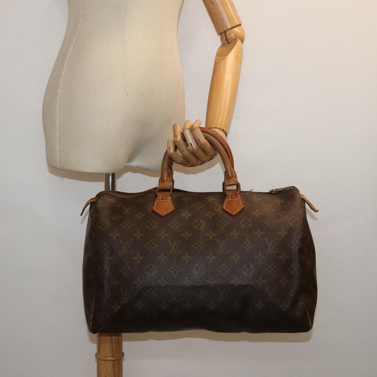 LOUIS VUITTON Monogram Speedy 35 Hand Bag M41524 LV Auth 82798