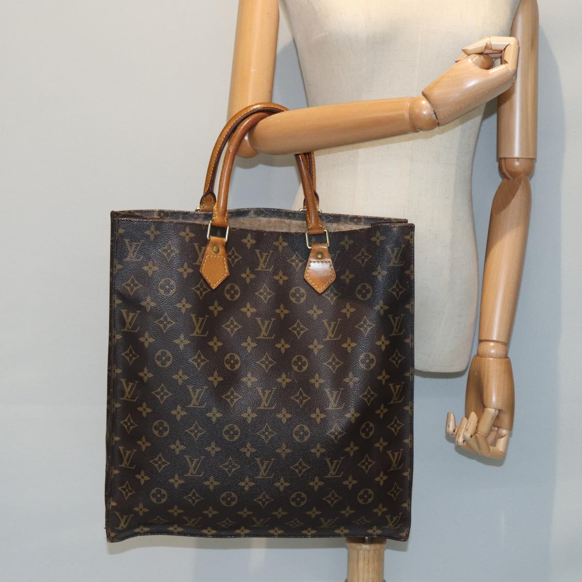 LOUIS VUITTON Monogram Sac Plat Hand Bag M51140 LV Auth 82808