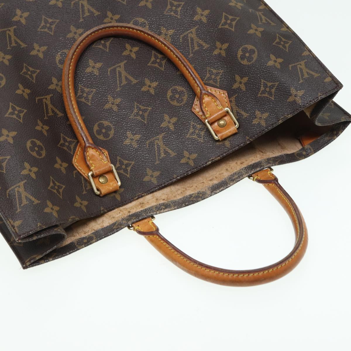 LOUIS VUITTON Monogram Sac Plat Hand Bag M51140 LV Auth 82808