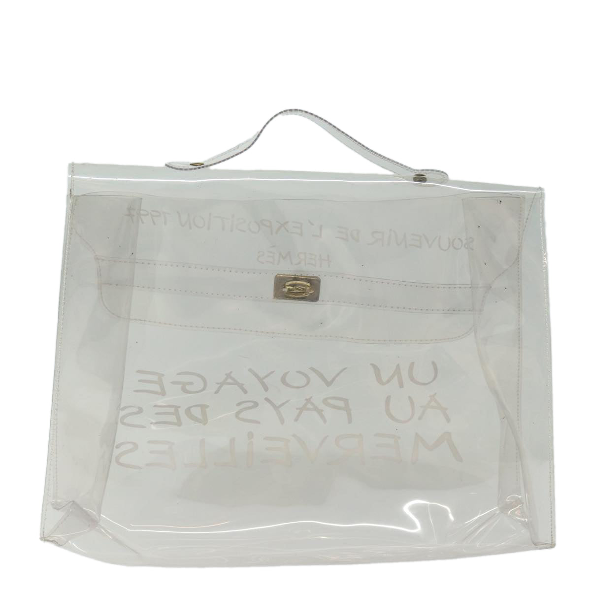 HERMES Vinyl Kelly Hand Bag Vinyl Clear Auth 82818 - 0