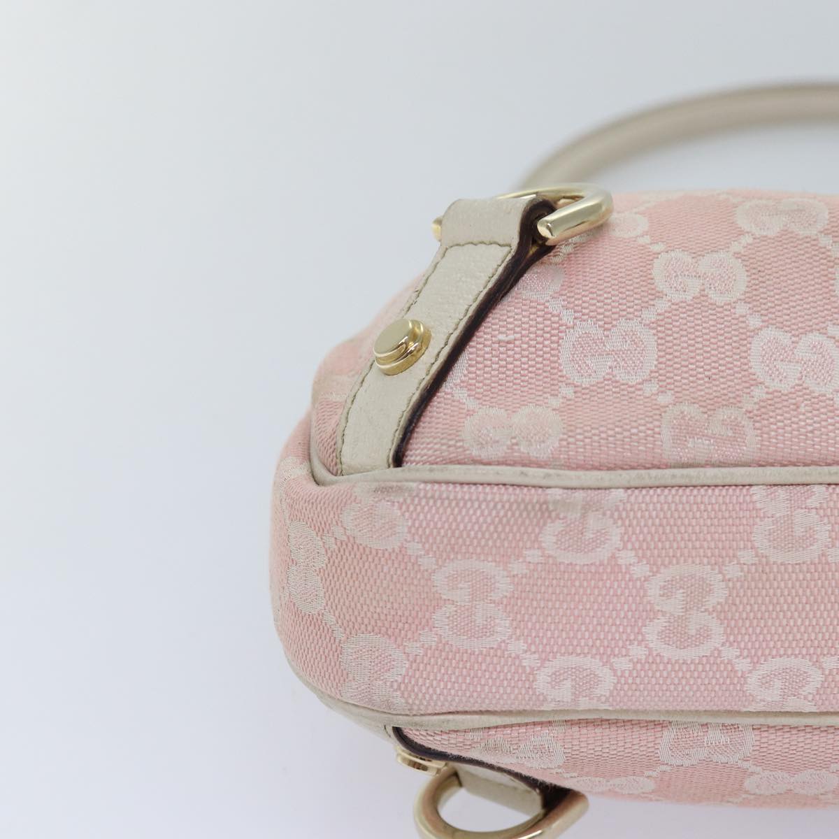 GUCCI GG Canvas Shoulder Bag Pink White 130738 Auth 82824