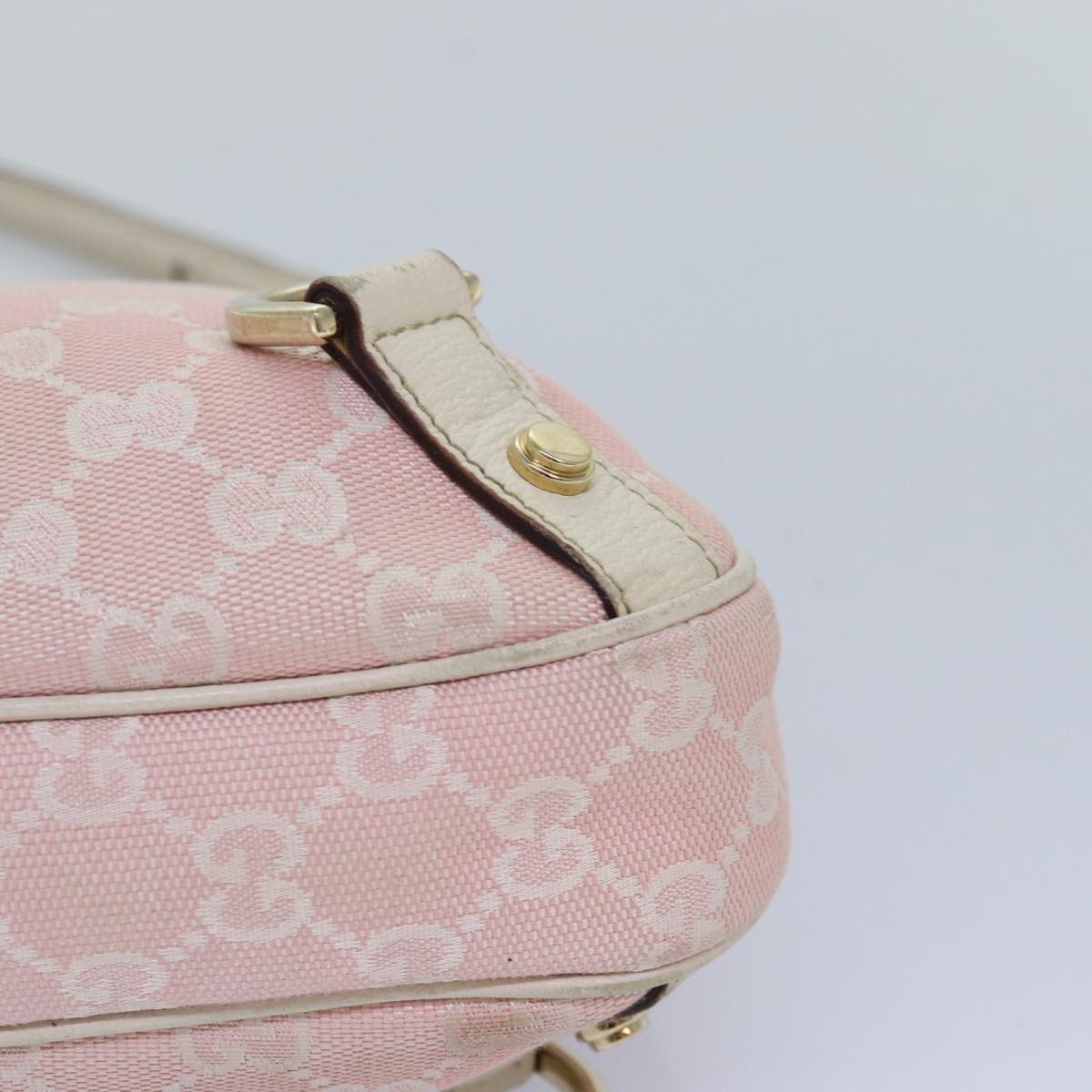 GUCCI GG Canvas Shoulder Bag Pink White 130738 Auth 82824