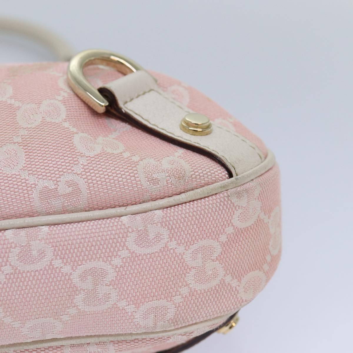 GUCCI GG Canvas Shoulder Bag Pink White 130738 Auth 82824