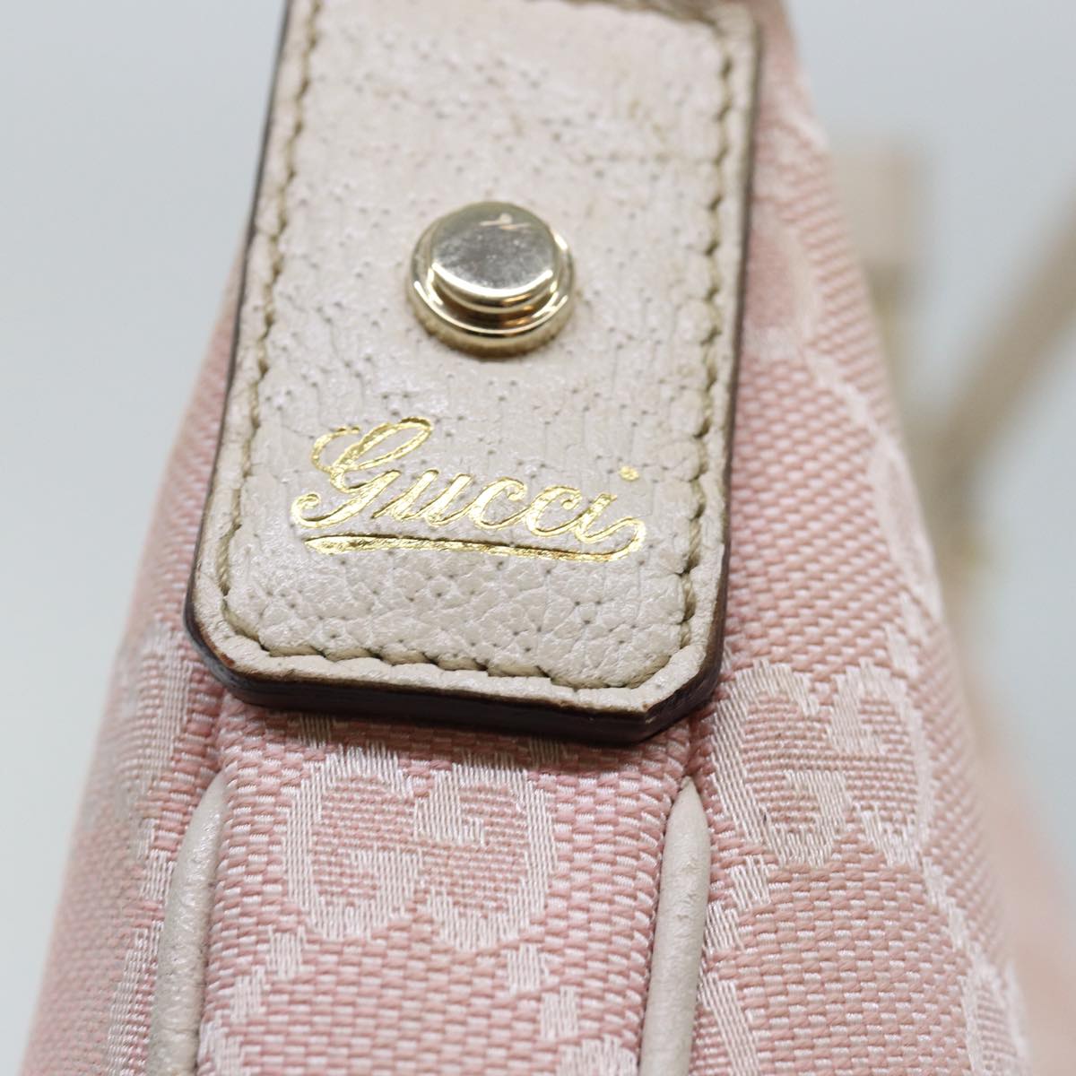 GUCCI GG Canvas Shoulder Bag Pink White 130738 Auth 82824