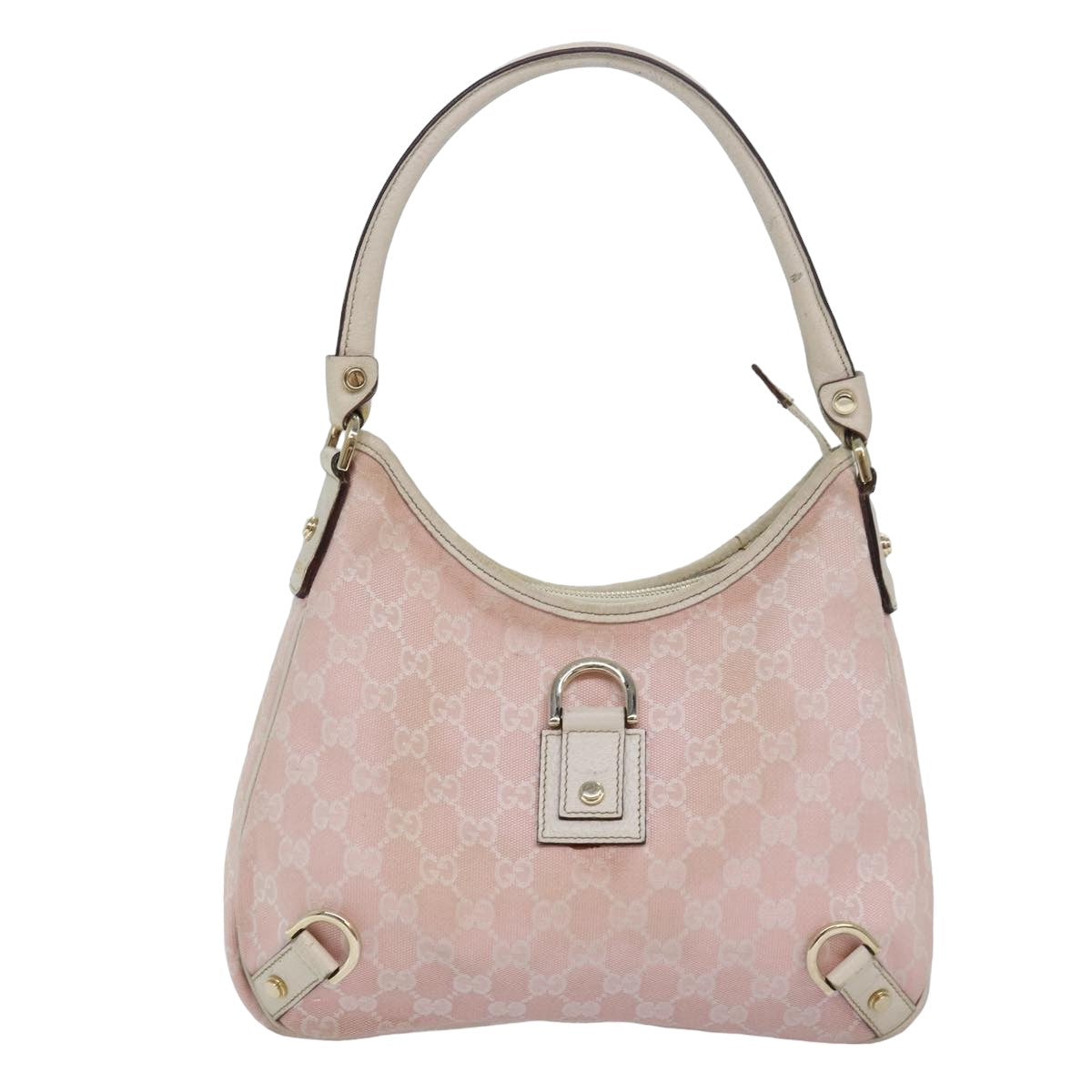 GUCCI GG Canvas Shoulder Bag Pink White 130738 Auth 82824