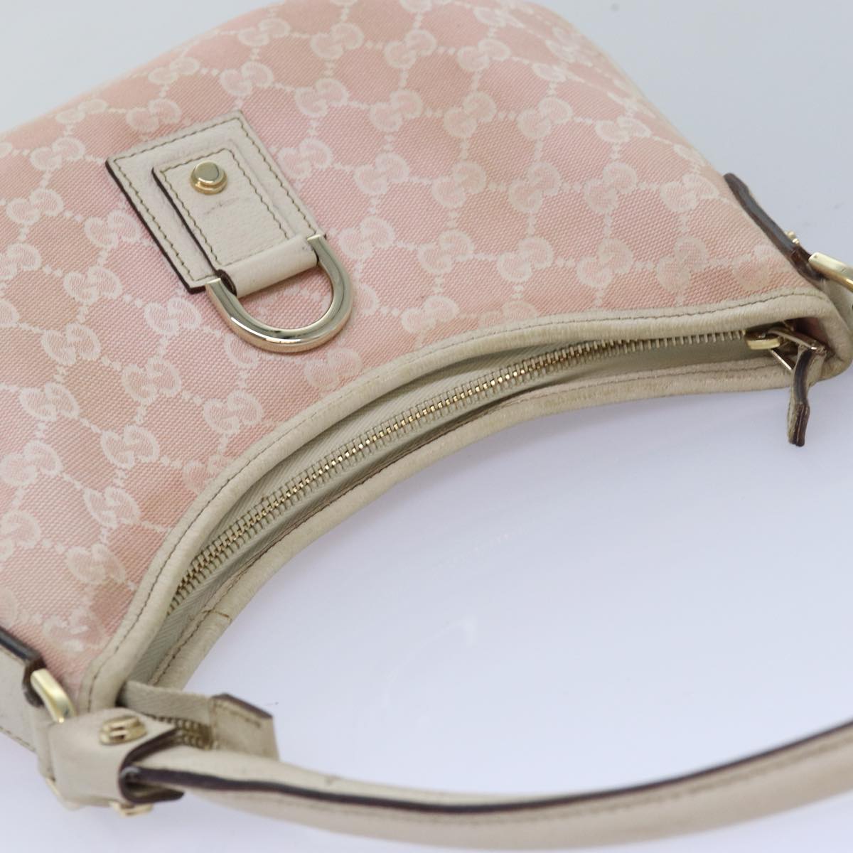 GUCCI GG Canvas Shoulder Bag Pink White 130738 Auth 82824