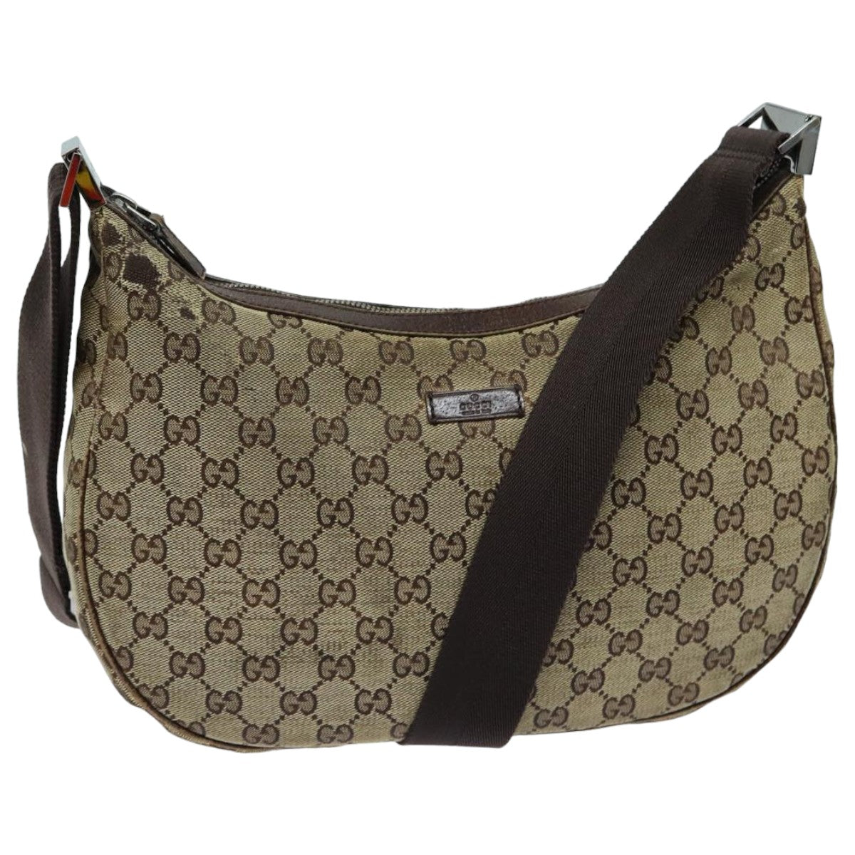 GUCCI GG Canvas Shoulder Bag Beige Brown 122709 Auth 82825