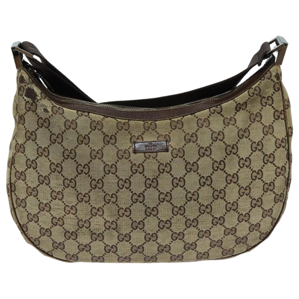 GUCCI GG Canvas Shoulder Bag Beige Brown 122709 Auth 82825