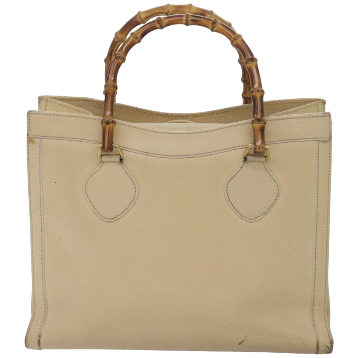 GUCCI Bamboo Hand Bag Leather White 002 2853 0260 0 Auth 82833 - 0