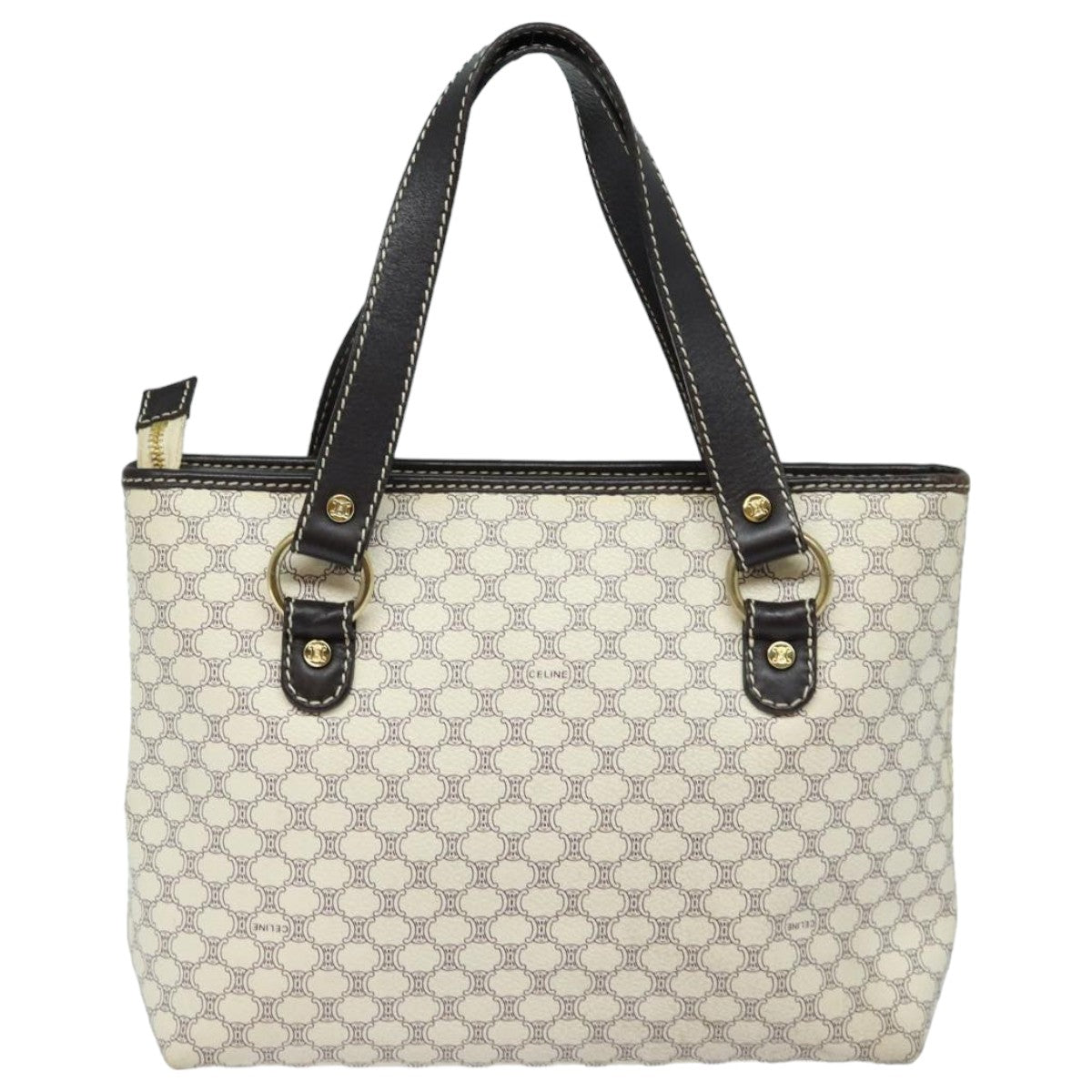 CELINE Macadam Canvas Hand Bag PVC White Auth 82867 - 0