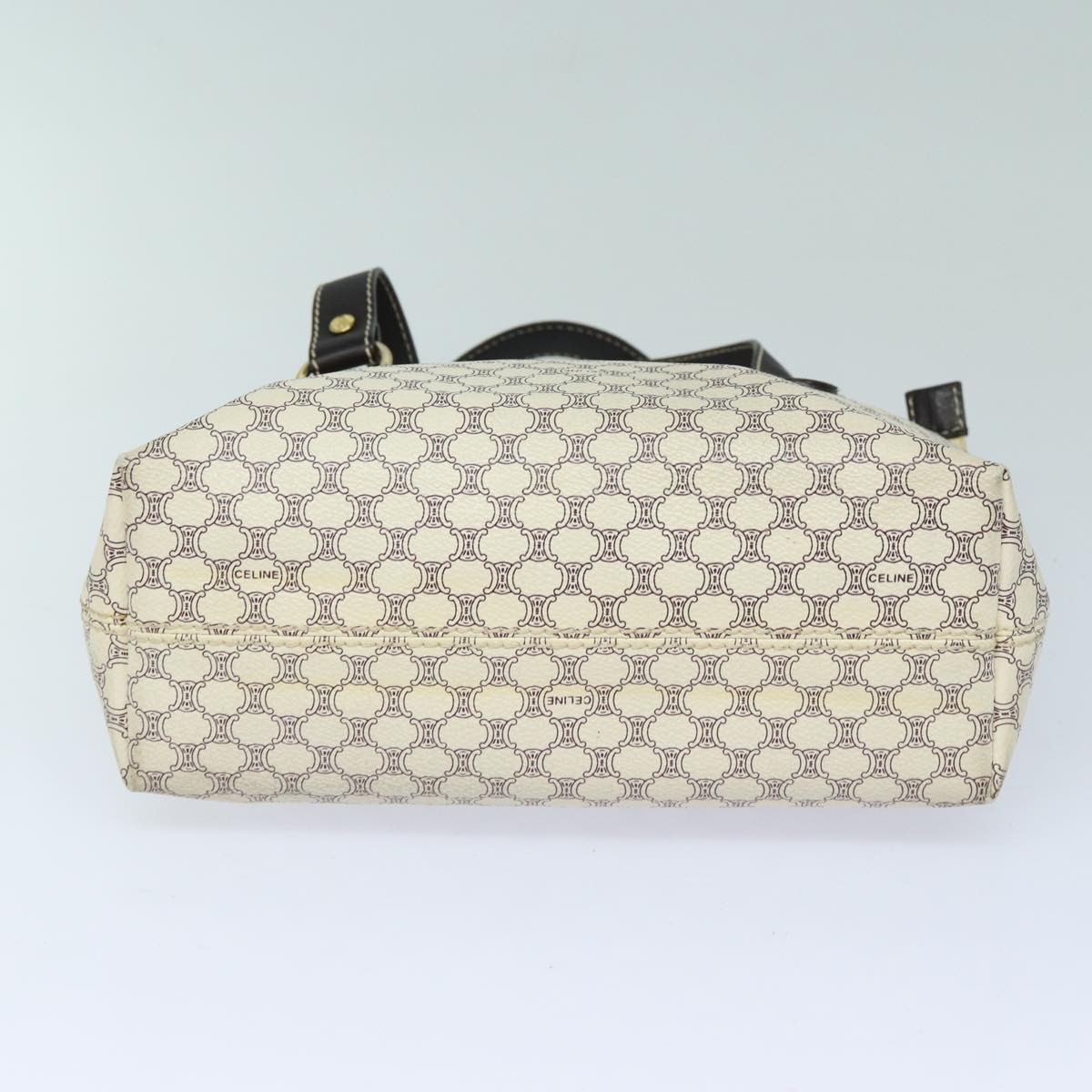 CELINE Macadam Canvas Hand Bag PVC White Auth 82867