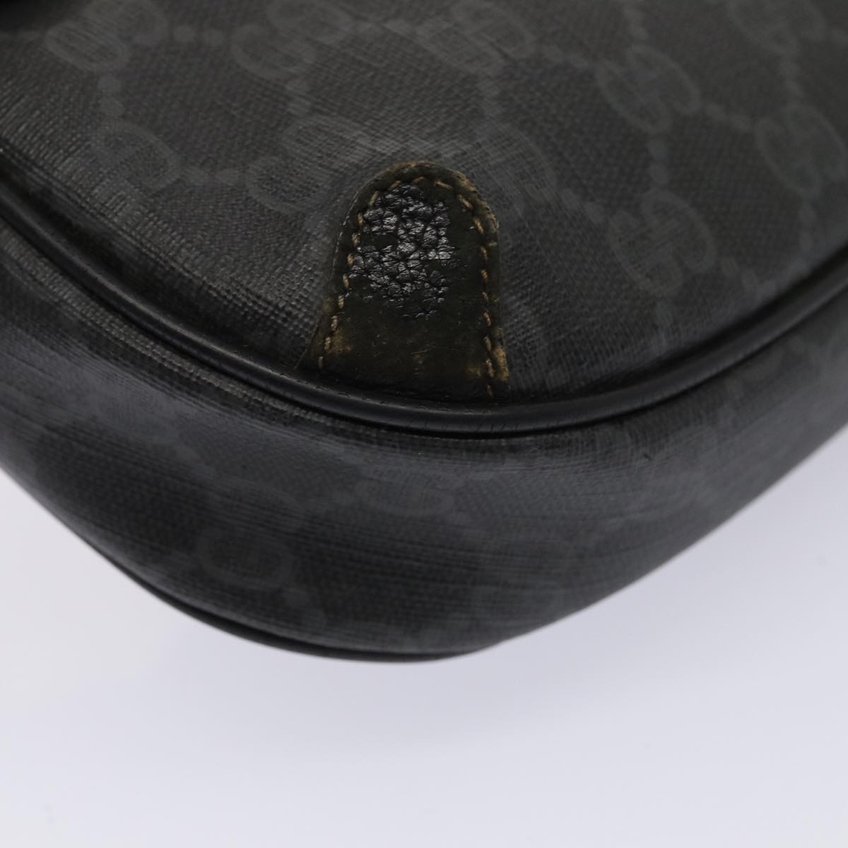 GUCCI GG Supreme Web Sherry Line Shoulder Bag PVC Black 89 02 066 Auth 82869