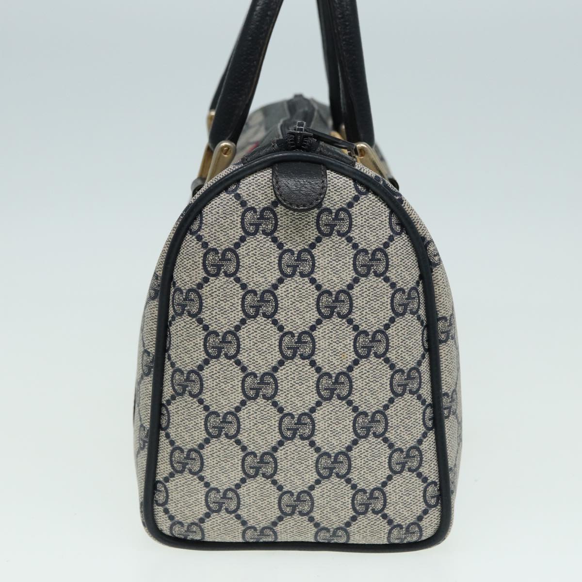 GUCCI GG Supreme Boston Bag PVC Leather Navy 904 02 006 Auth 82876