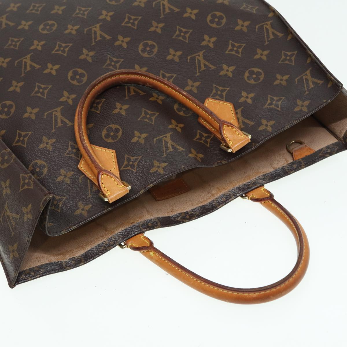 LOUIS VUITTON Monogram Sac Plat Hand Bag M51140 LV Auth 82902