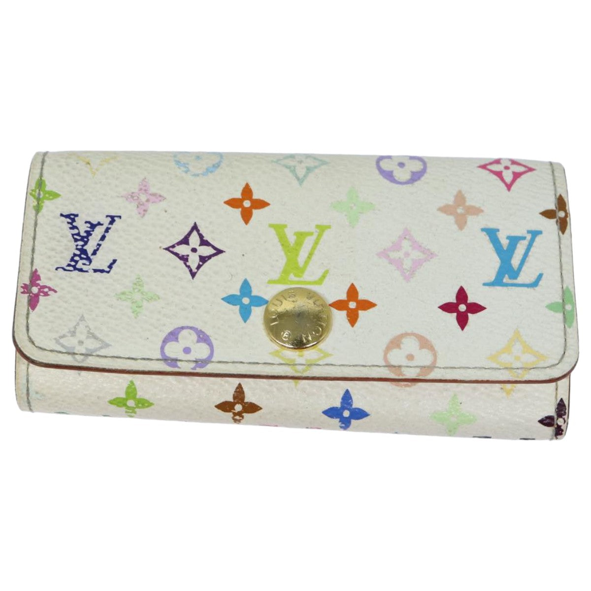 LOUIS VUITTON Monogram Multicolor Multi Cles 4 Keys Case White M60043 Auth 82906