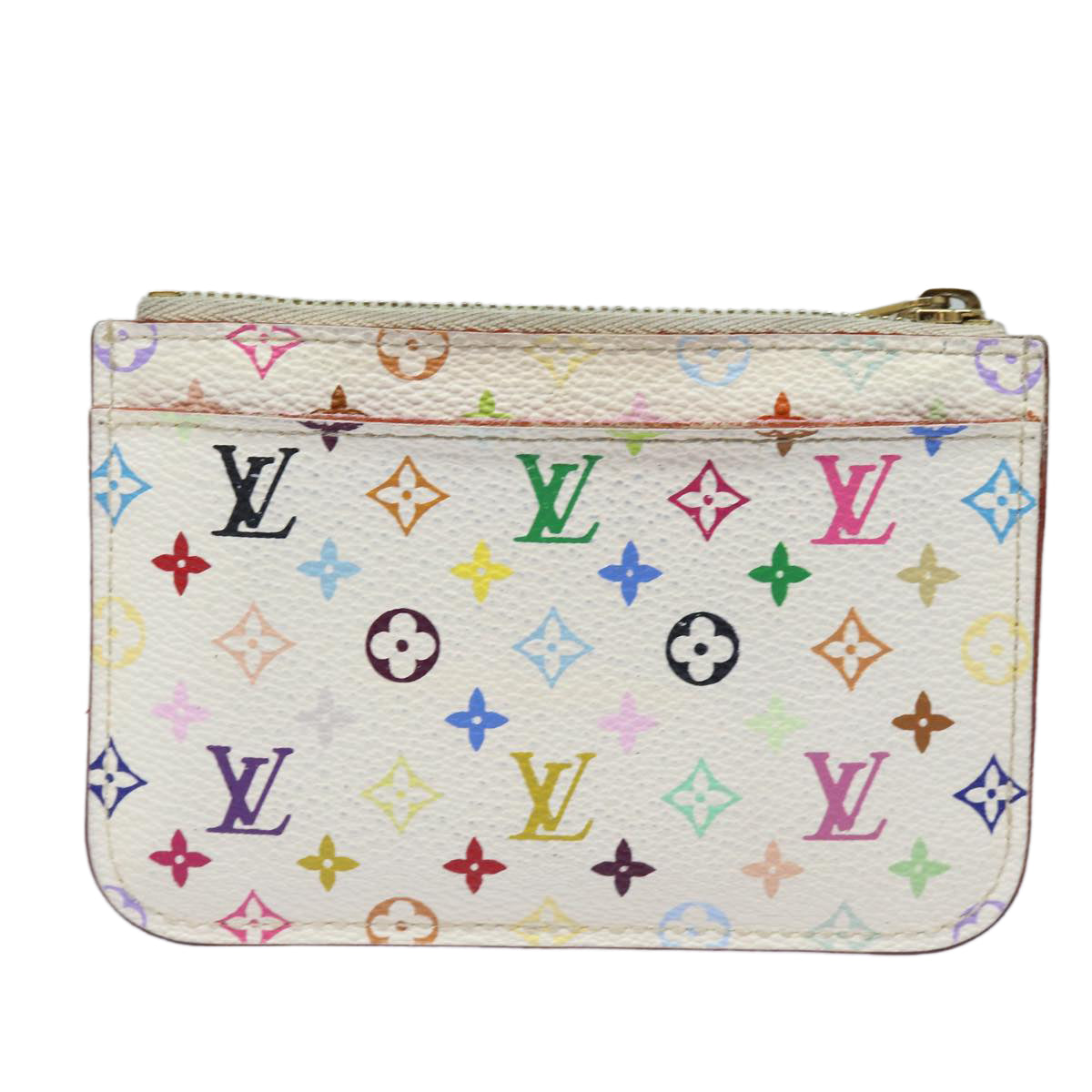 LOUIS VUITTON Multicolor Pochette Cles NM Coin Purse White M93734 LV Auth 82927 - 0