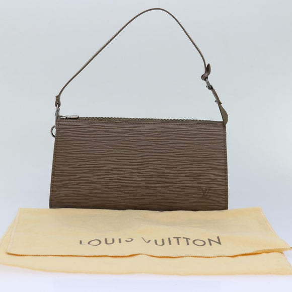 LOUIS VUITTON Epi Pochette Accessoires Pouch Gray Pepper LV Auth 82930A