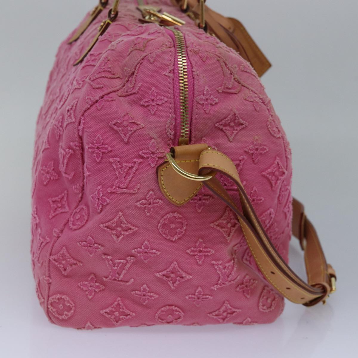 LOUIS VUITTON Monogram Stone Speedy Bandouliere 35 Bag Rose M40831 Auth 82931A