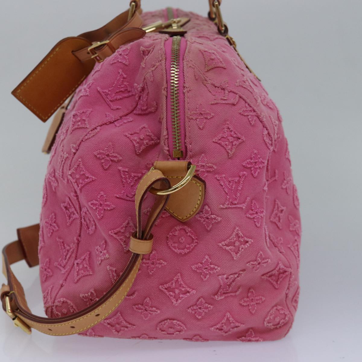 LOUIS VUITTON Monogram Stone Speedy Bandouliere 35 Bag Rose M40831 Auth 82931A