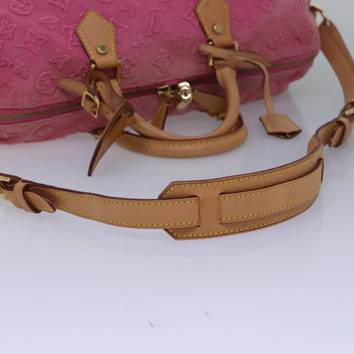 LOUIS VUITTON Monogram Stone Speedy Bandouliere 35 Bag Rose M40831 Auth 82931A