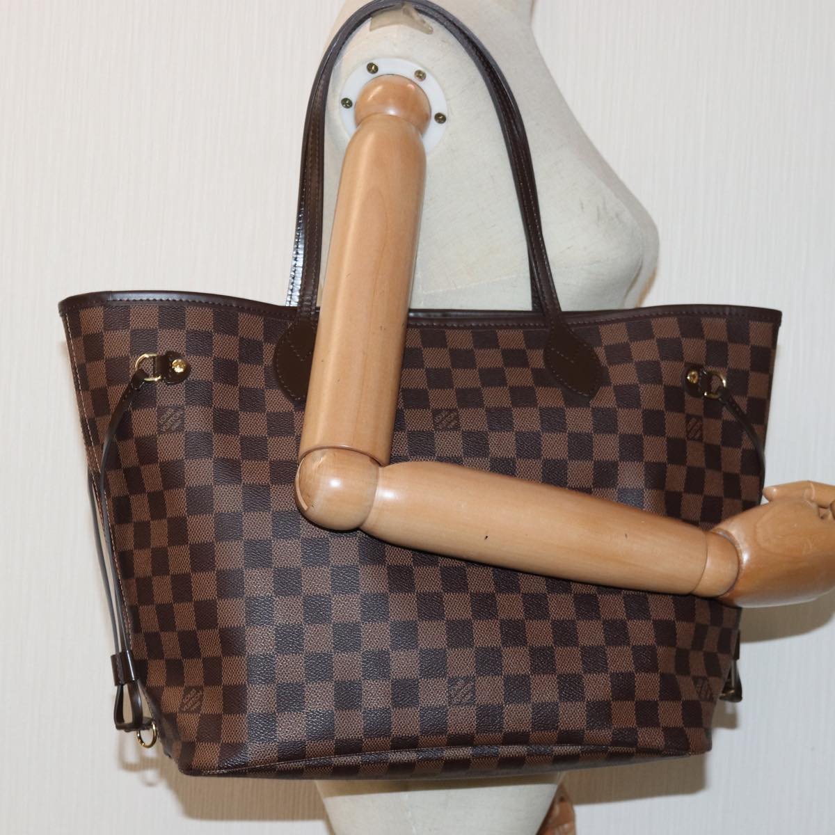 LOUIS VUITTON Damier Ebene Neverfull MM Tote Bag N51105 LV Auth 82932A