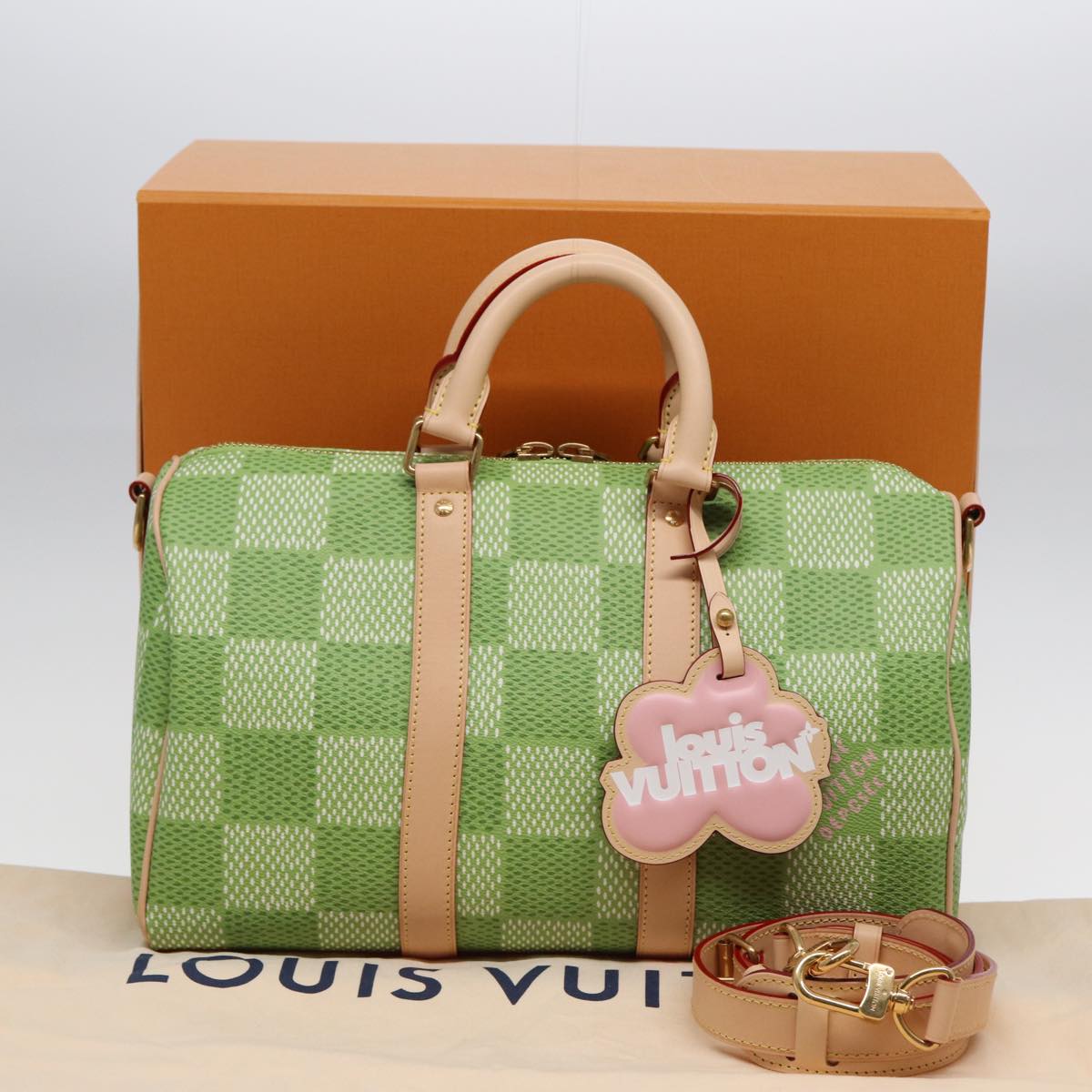 LOUIS VUITTON Damier Golf Keepall Bandouliere 35 Bag Green N40671 LV Auth 82933S