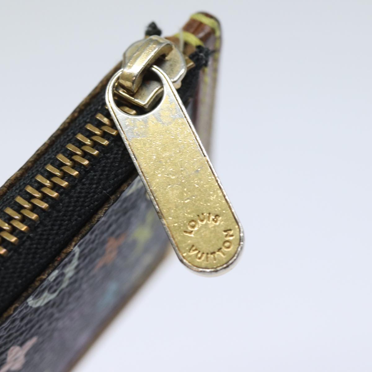 LOUIS VUITTON Monogram Multicolor Pochette Cles Purse Black M92654 Auth 82986