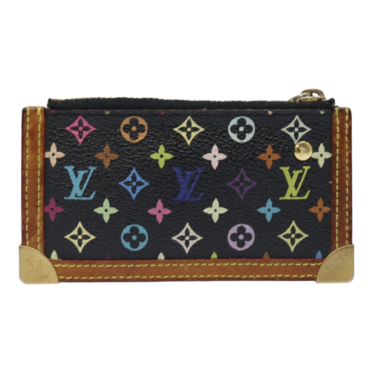 LOUIS VUITTON Monogram Multicolor Pochette Cles Purse Black M92654 Auth 82986 - 0