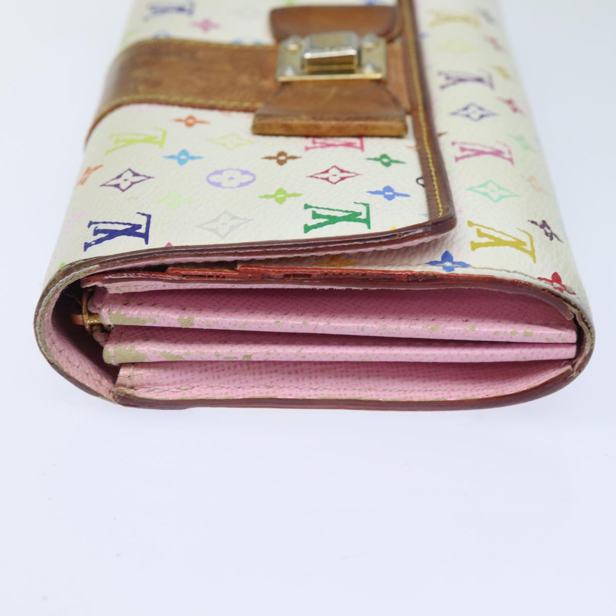 LOUIS VUITTON Multicolor Portefeuille Sara Nu Wallet White M60277 LV Auth 82988