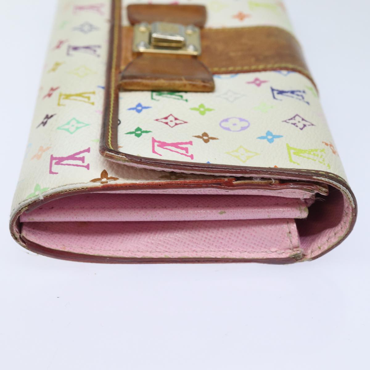 LOUIS VUITTON Multicolor Portefeuille Sara Nu Wallet White M60277 LV Auth 82988