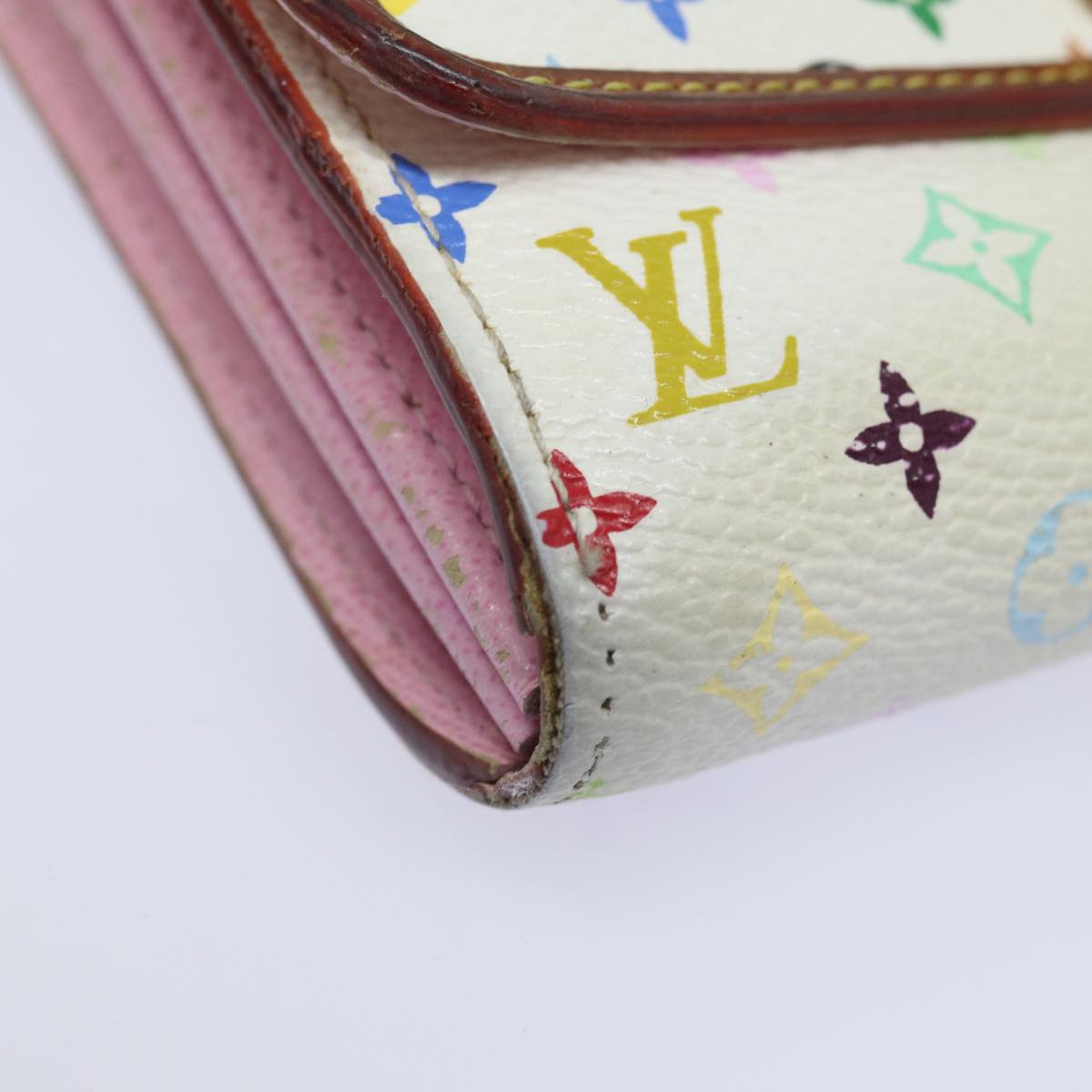 LOUIS VUITTON Multicolor Portefeuille Sara Nu Wallet White M60277 LV Auth 82988