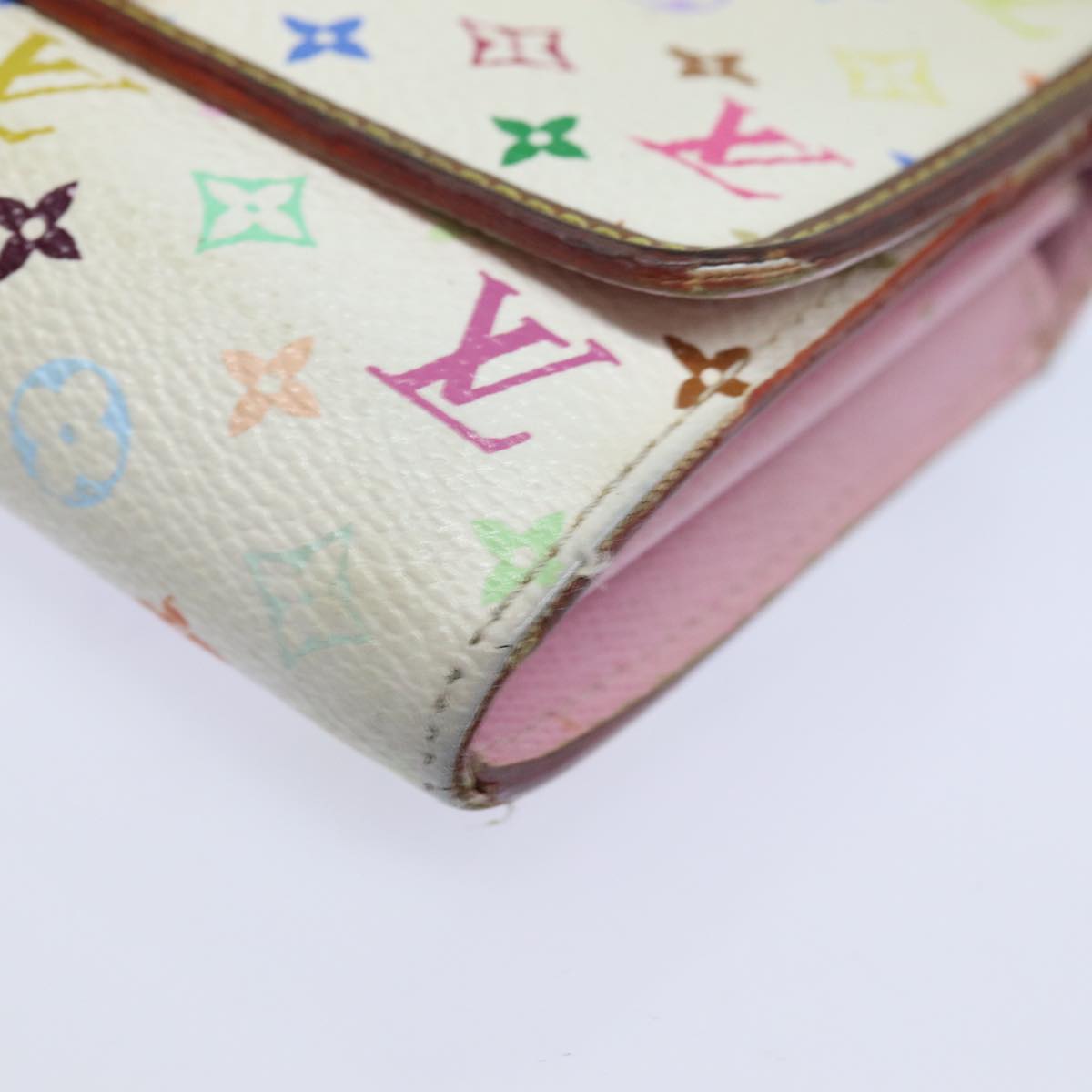 LOUIS VUITTON Multicolor Portefeuille Sara Nu Wallet White M60277 LV Auth 82988