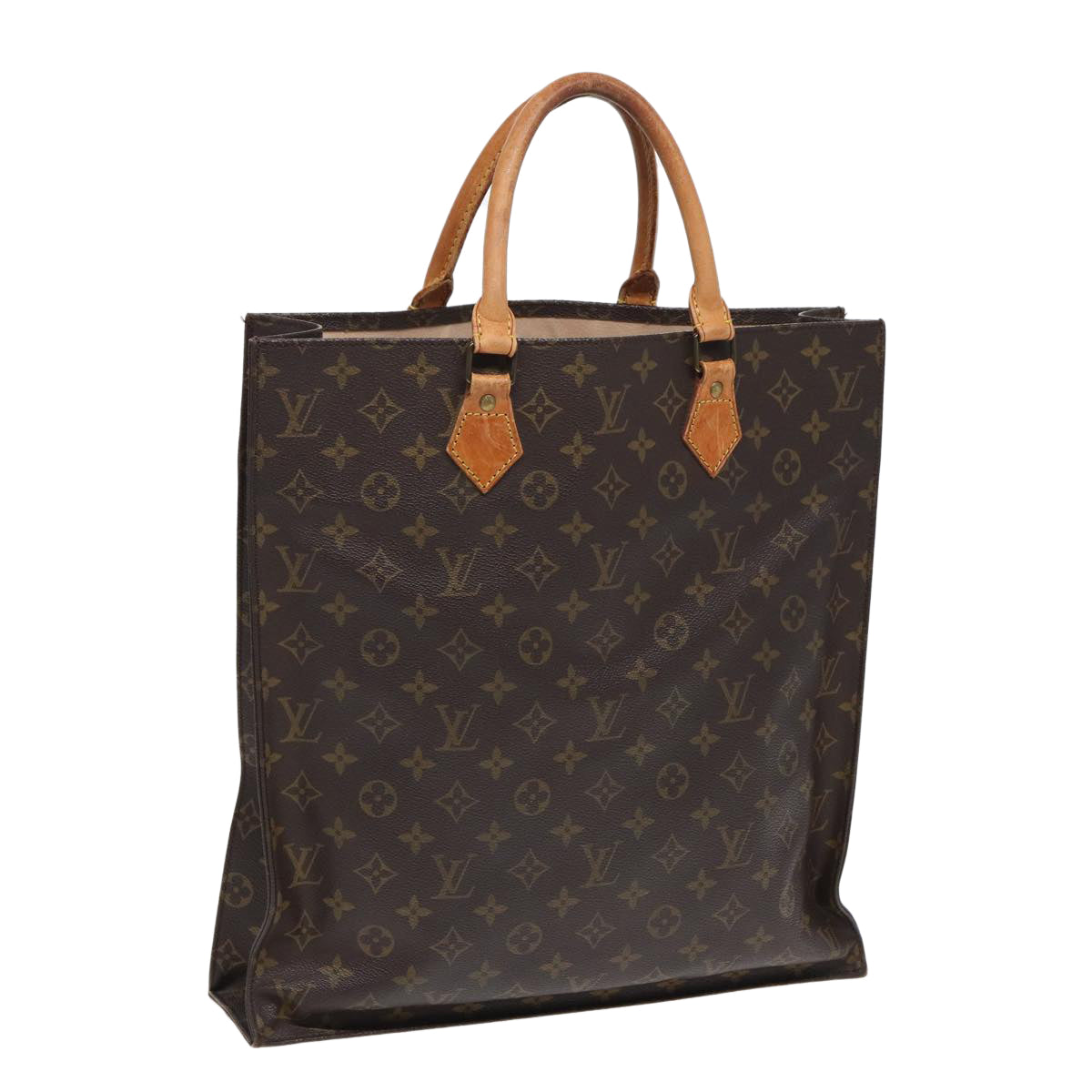 LOUIS VUITTON Monogram Sac Plat Hand Bag M51140 LV Auth 83048