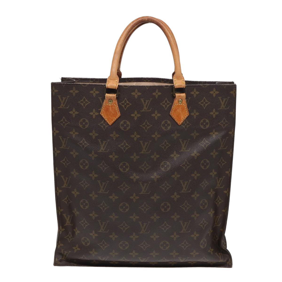 LOUIS VUITTON Monogram Sac Plat Hand Bag M51140 LV Auth 83048