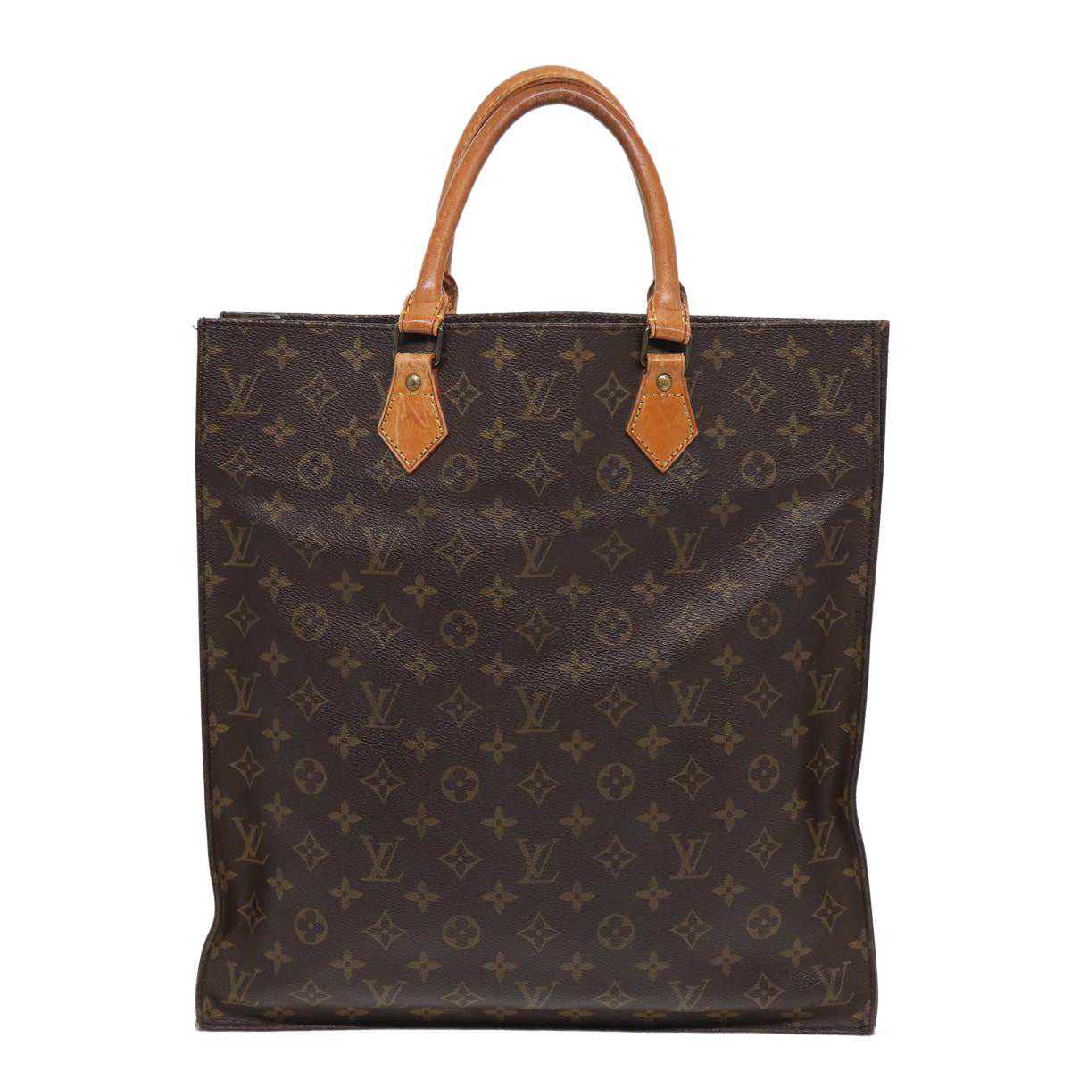 LOUIS VUITTON Monogram Sac Plat Hand Bag M51140 LV Auth 83048